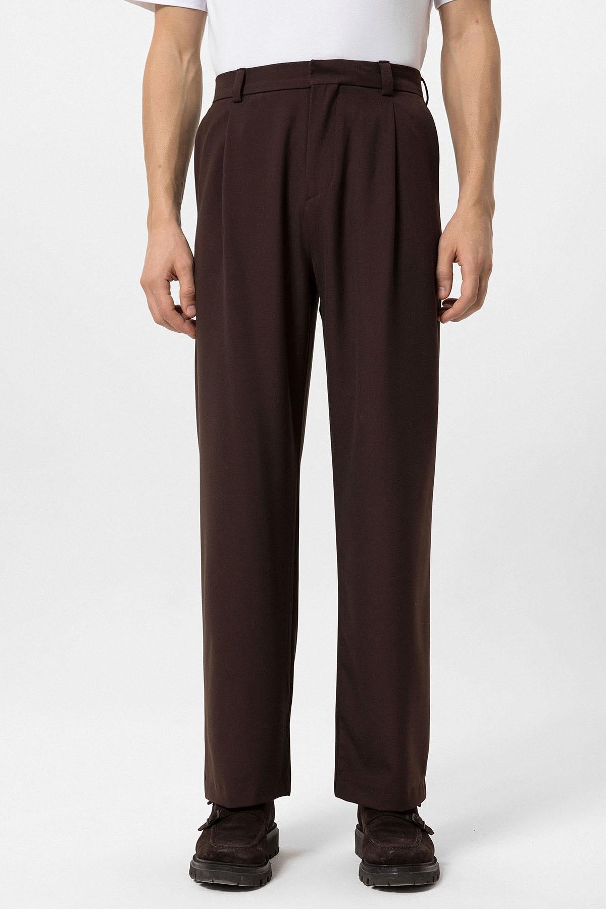 Men's Brown High-Waisted Baggy Pants