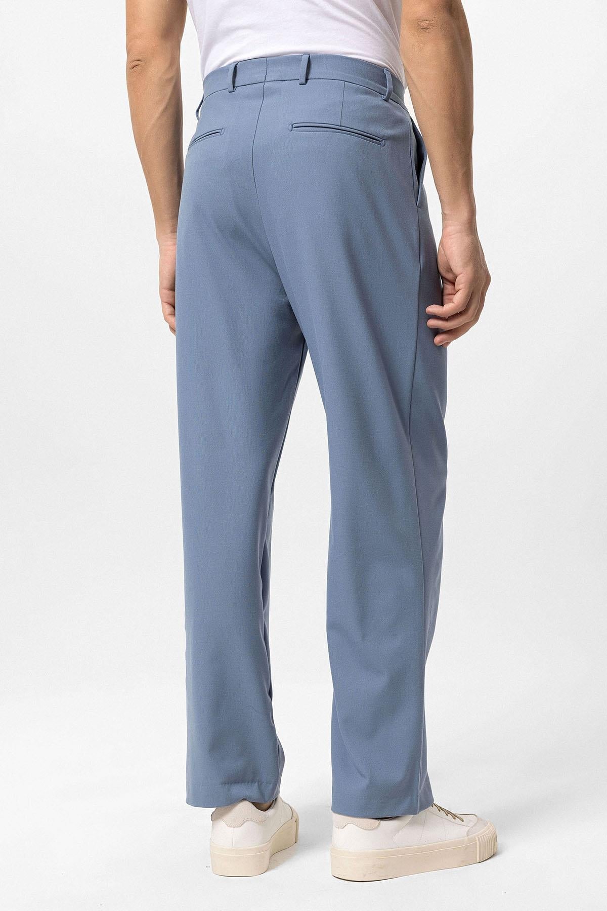 Men's Baby Blue High-Waisted Baggy Pants