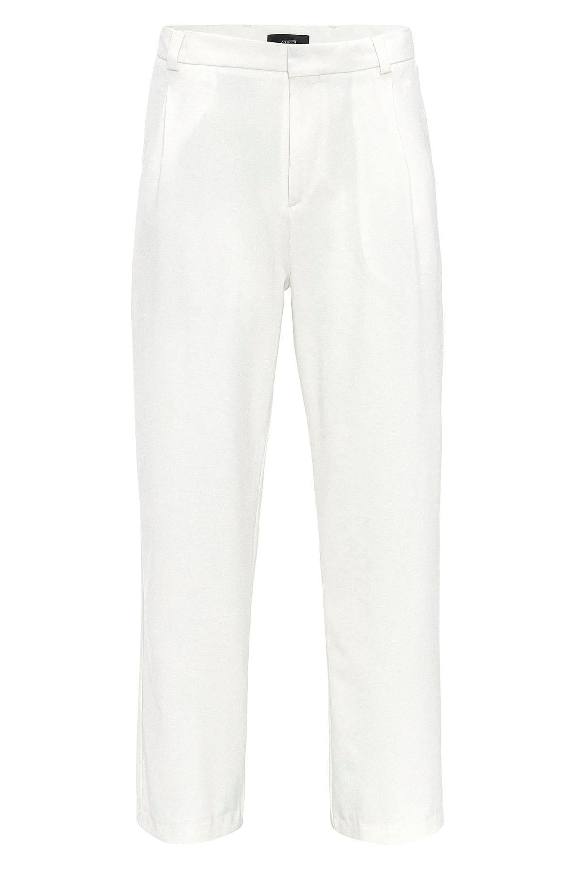 Men's Ecru High-Waisted Baggy Pants