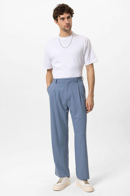 Men's Baby Blue High-Waisted Baggy Pants