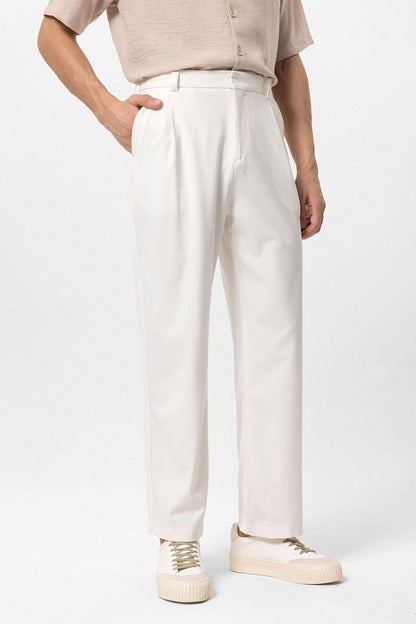 Men's Ecru High-Waisted Baggy Pants