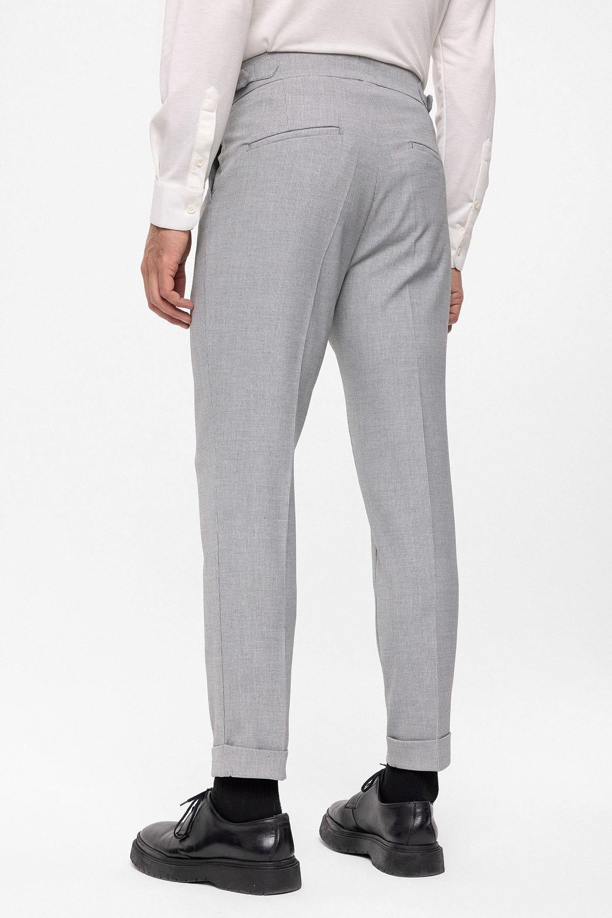 Men's Light Grey High Waist Belted Boyfriend Pants