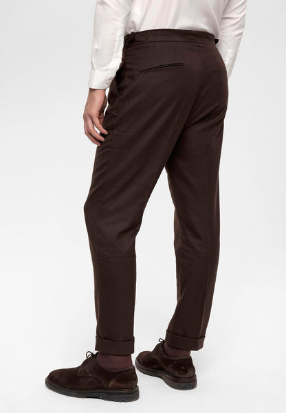 KOALA SYDNEY  Men's Brown High Waist Double Pleated Trousers -