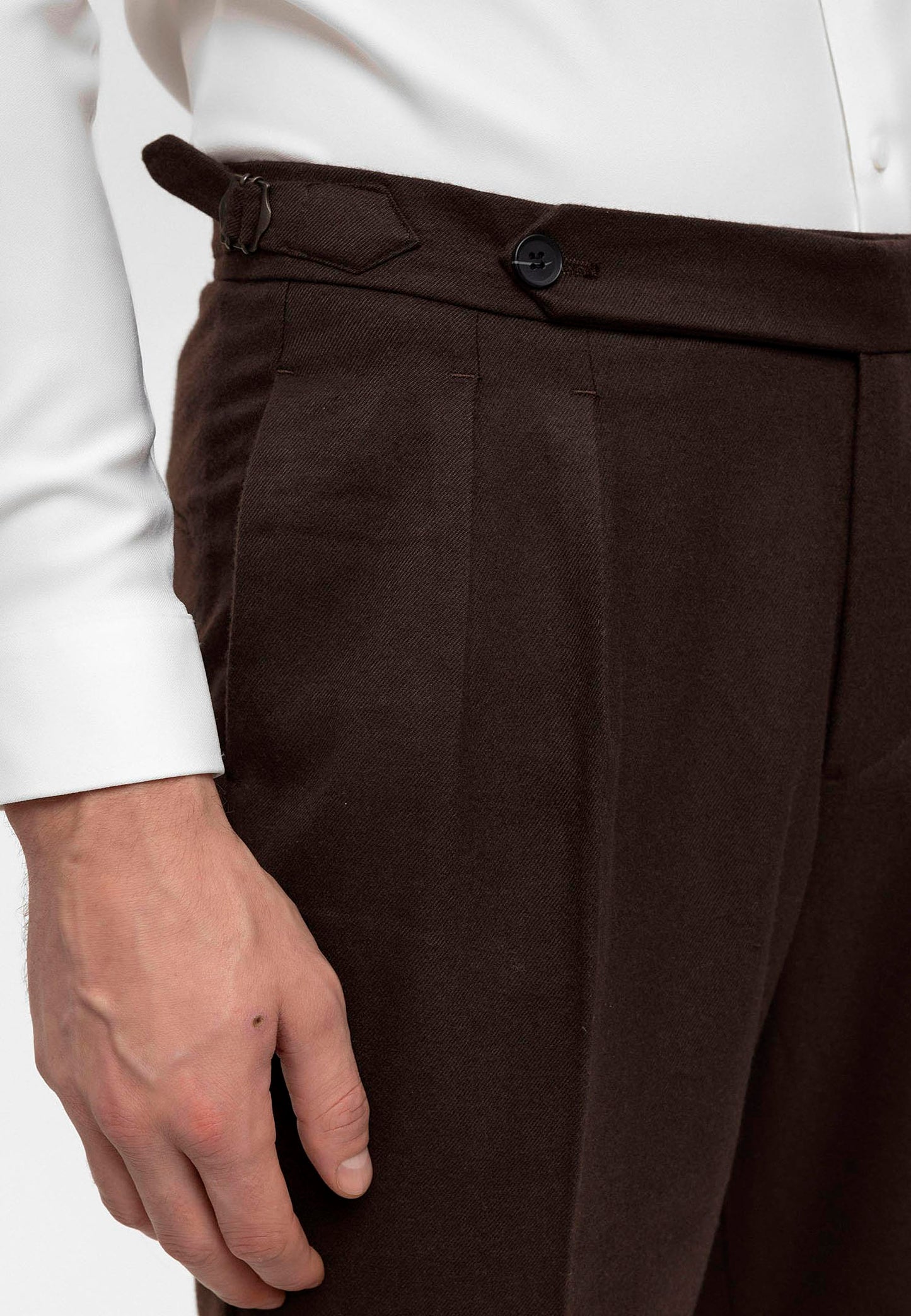 KOALA SYDNEY  Men's Brown High Waist Double Pleated Trousers -