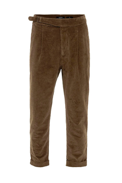 Men's Milky Brown High Waist Double Leg Velvet Trousers