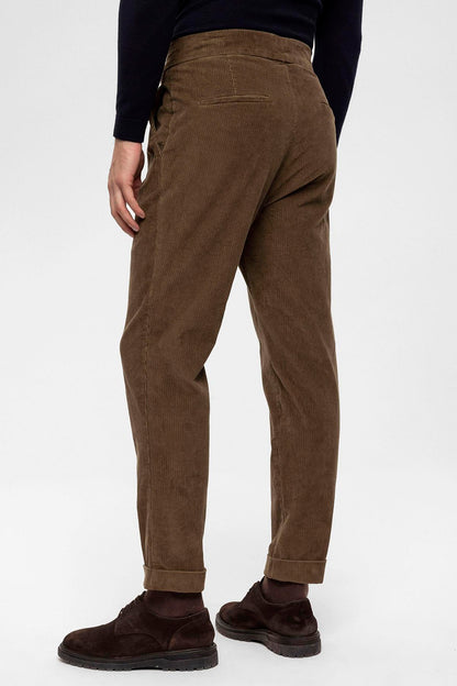 Men's Milky Brown High Waist Double Leg Velvet Trousers