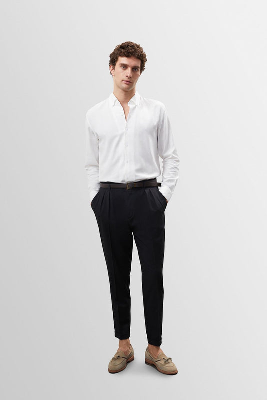 Men's Anthracite High Waist Belted Trousers