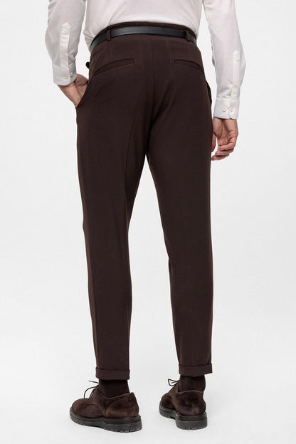 Men's Dark Brown High Waist Belted Trousers