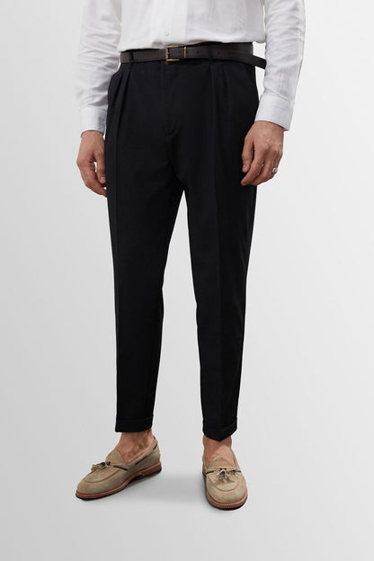 Men's Anthracite High Waist Belted Trousers