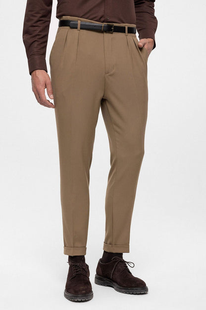 Men's Mink High Waist Belted Trousers