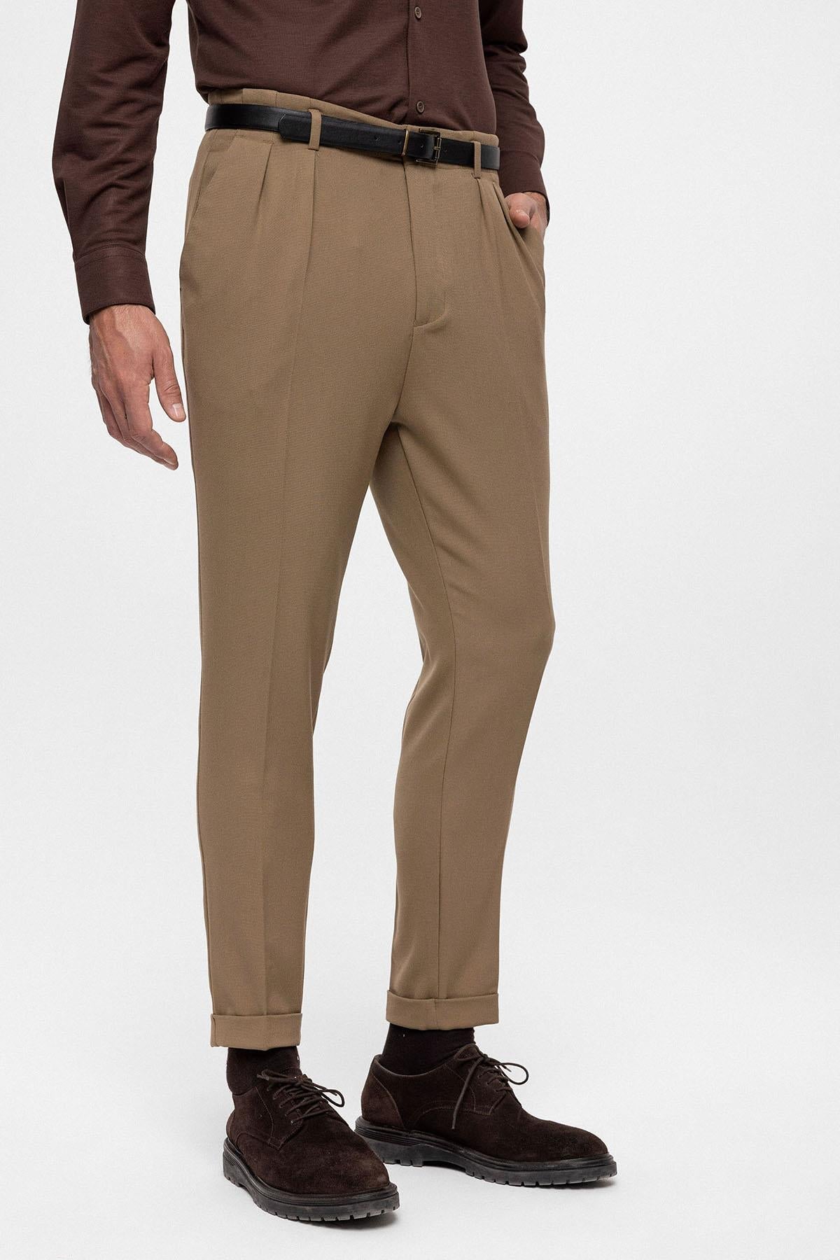 Men's Mink High Waist Belted Trousers