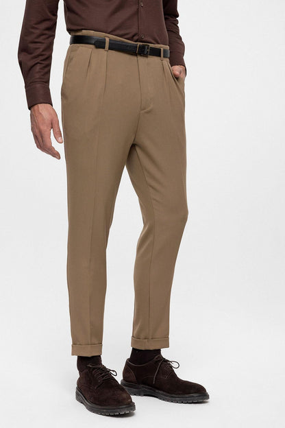 Men's Mink High Waist Belted Trousers