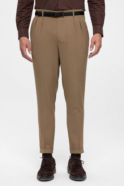 Men's Mink High Waist Belted Trousers