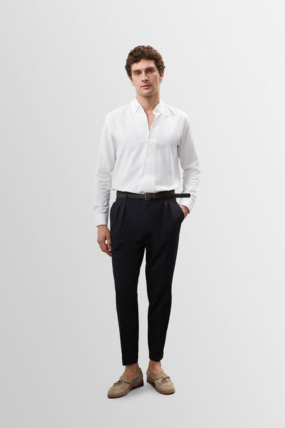 Men's Anthracite High Waist Belted Trousers
