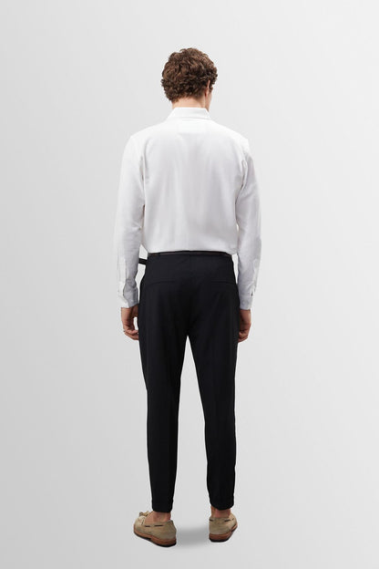 Men's Anthracite High Waist Belted Trousers