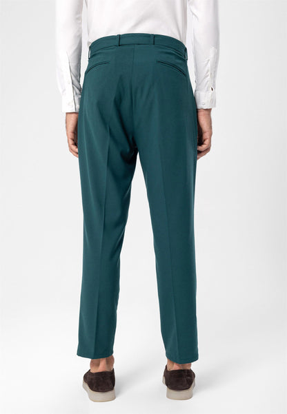 Men's Green High Waist Girdle Closure Trousers
