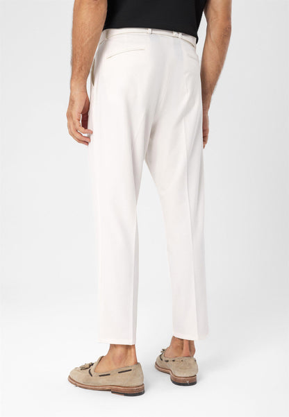 Men's Ecru High Waist Girdle Closure Trousers