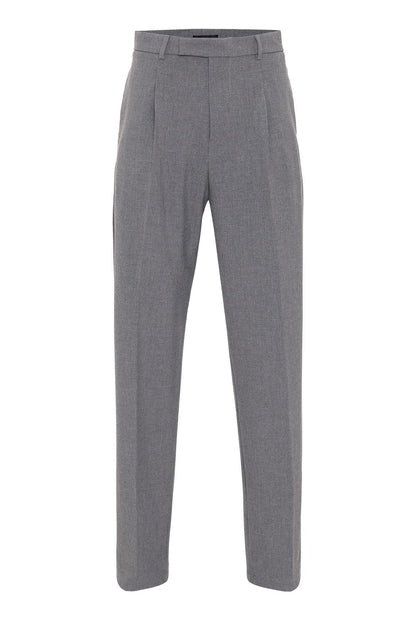Men's Grey High Waist Zippered Trousers