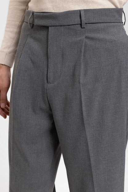 Men's Grey High Waist Zippered Trousers