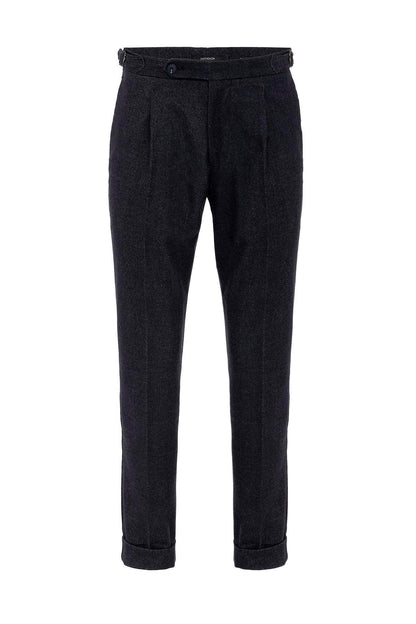 Men's Navy Blue High Waist Pleated Trousers