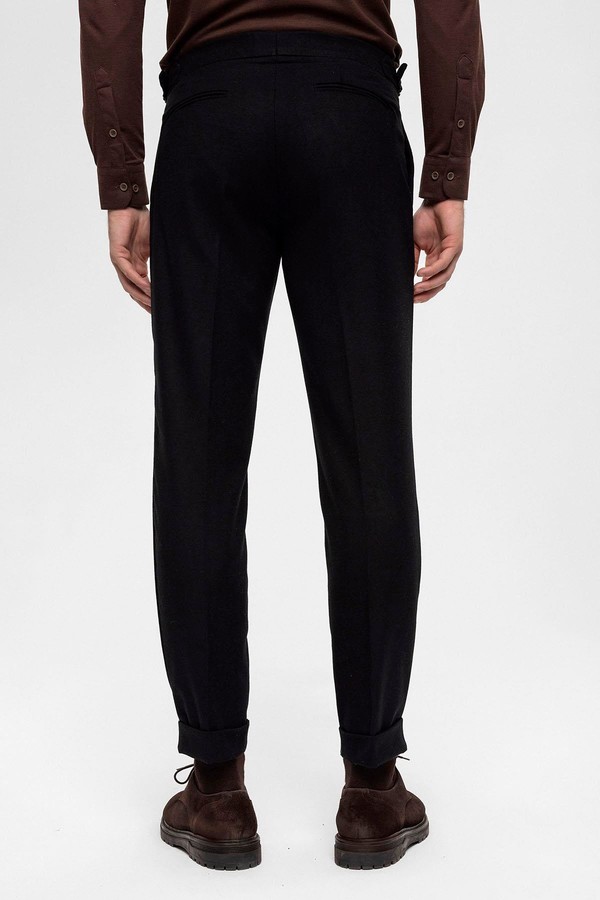 Men's Black High Waist Pleated Trousers