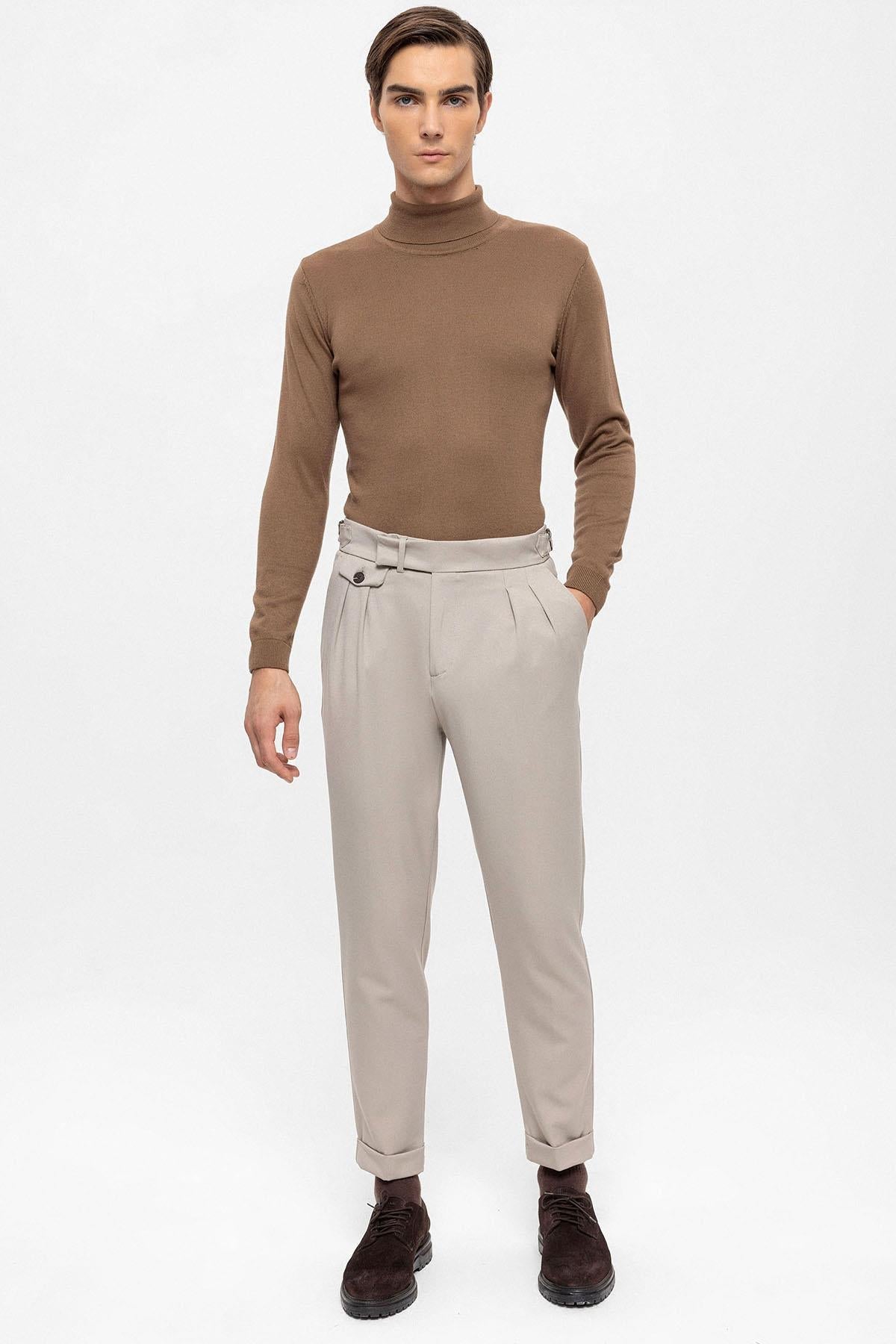 Men's Mink High Waist Pleated Trousers