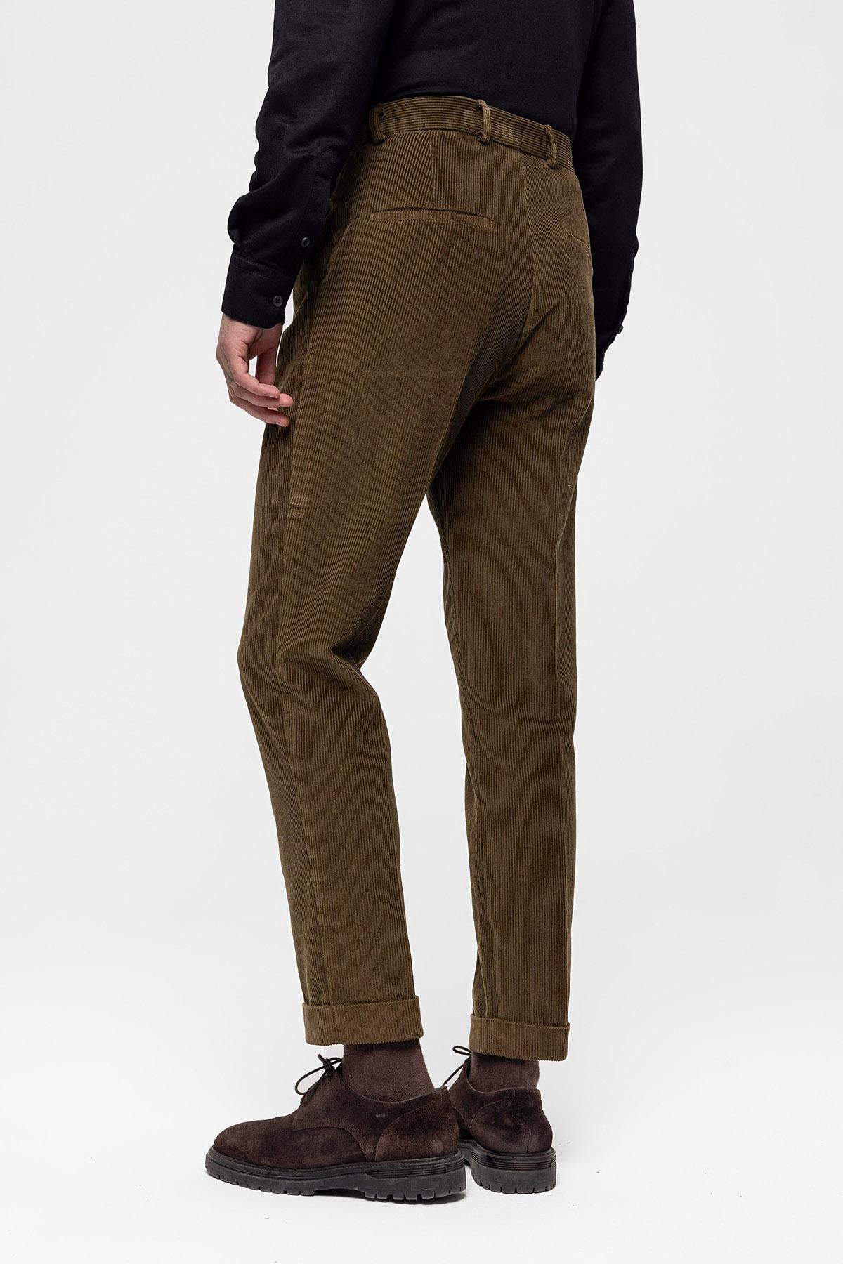 Men's Mink High Waist Pleated Velvet Trousers