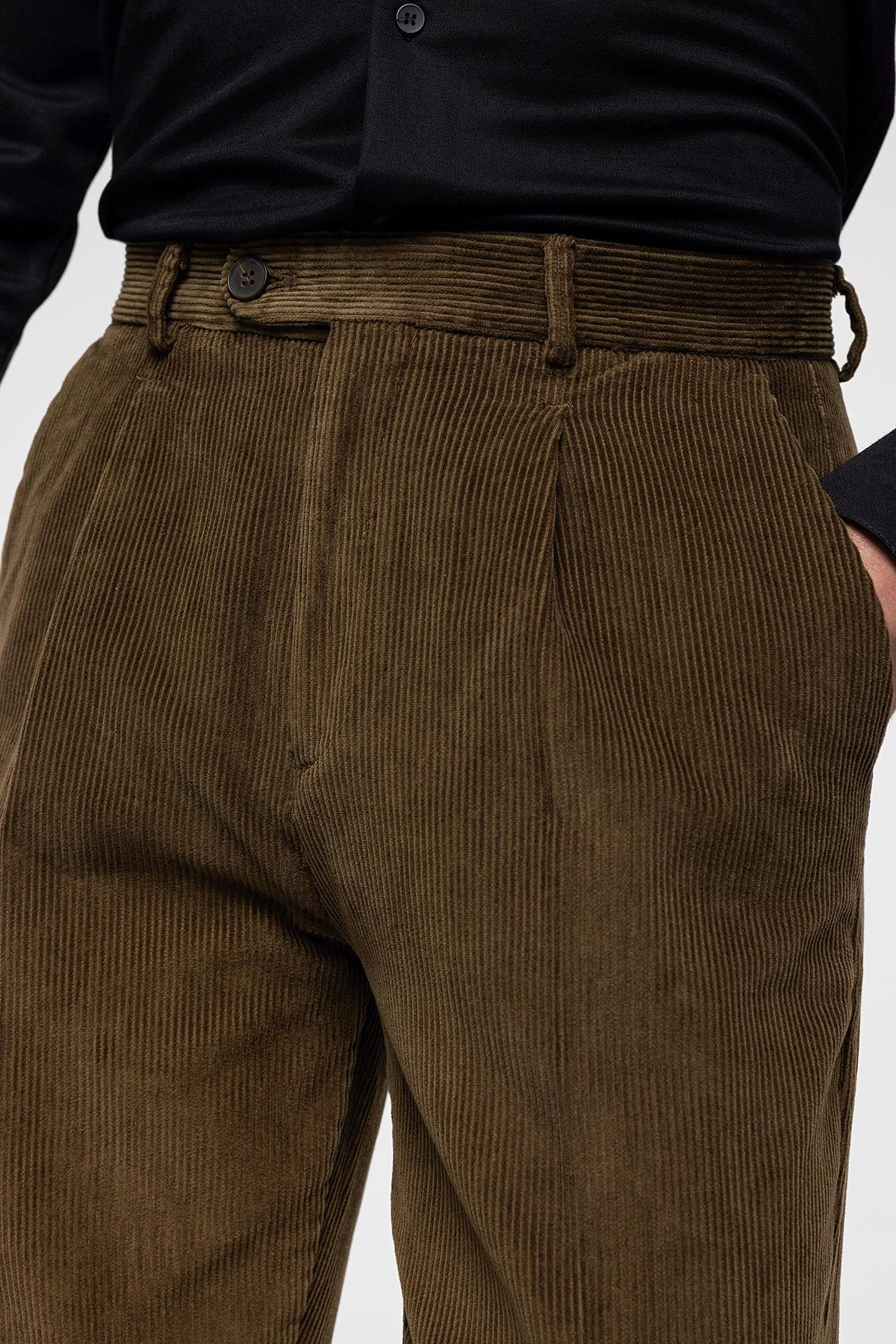 Men's Mink High Waist Pleated Velvet Trousers