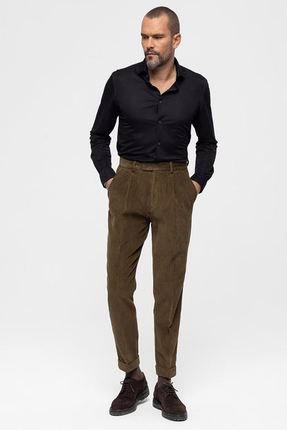 Men's Mink High Waist Pleated Velvet Trousers