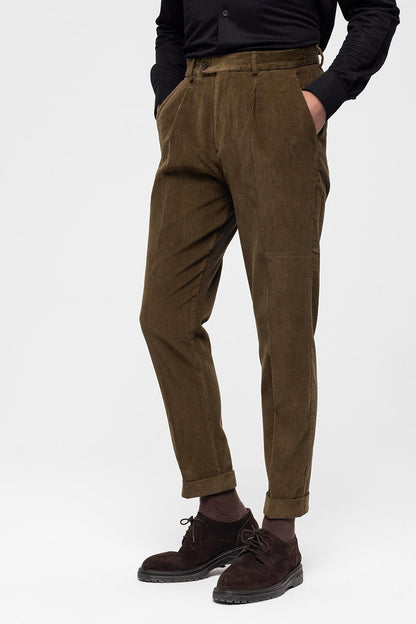 Men's Mink High Waist Pleated Velvet Trousers