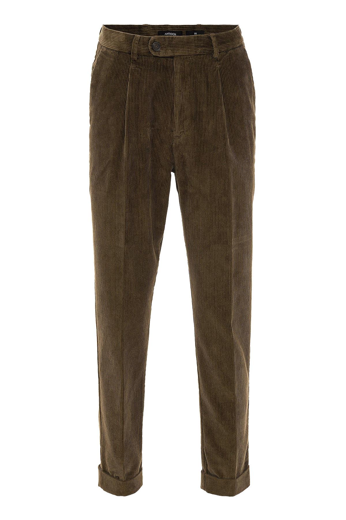 Men's Mink High Waist Pleated Velvet Trousers