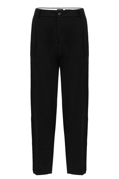 Men's Black High Waist Pleated Comfortable Fit Trousers