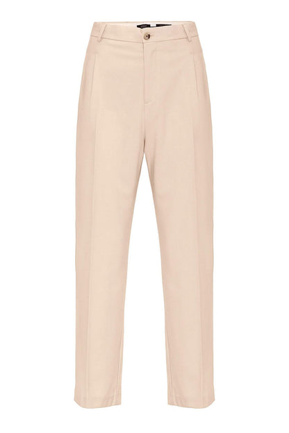 KOALA SYDNEY  Men's Beige High Waist Pleated Comfortable Fit Trousers -