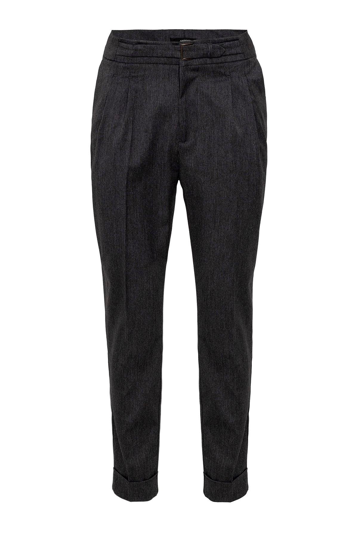 Men's Anthracite High Waist Buckle Detailed Trousers