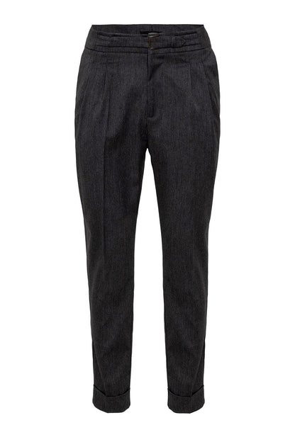 Men's Anthracite High Waist Buckle Detailed Trousers