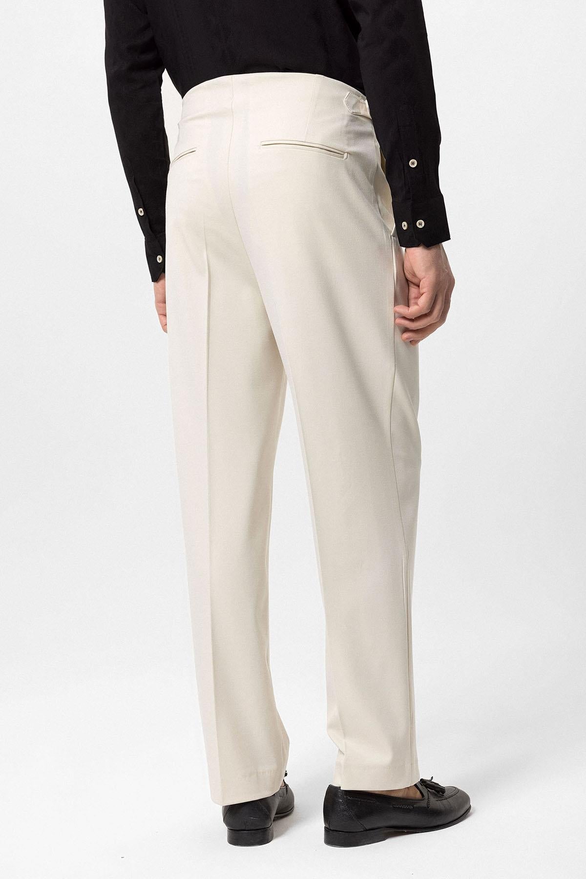 Men's Ecru Slim Fit Pants