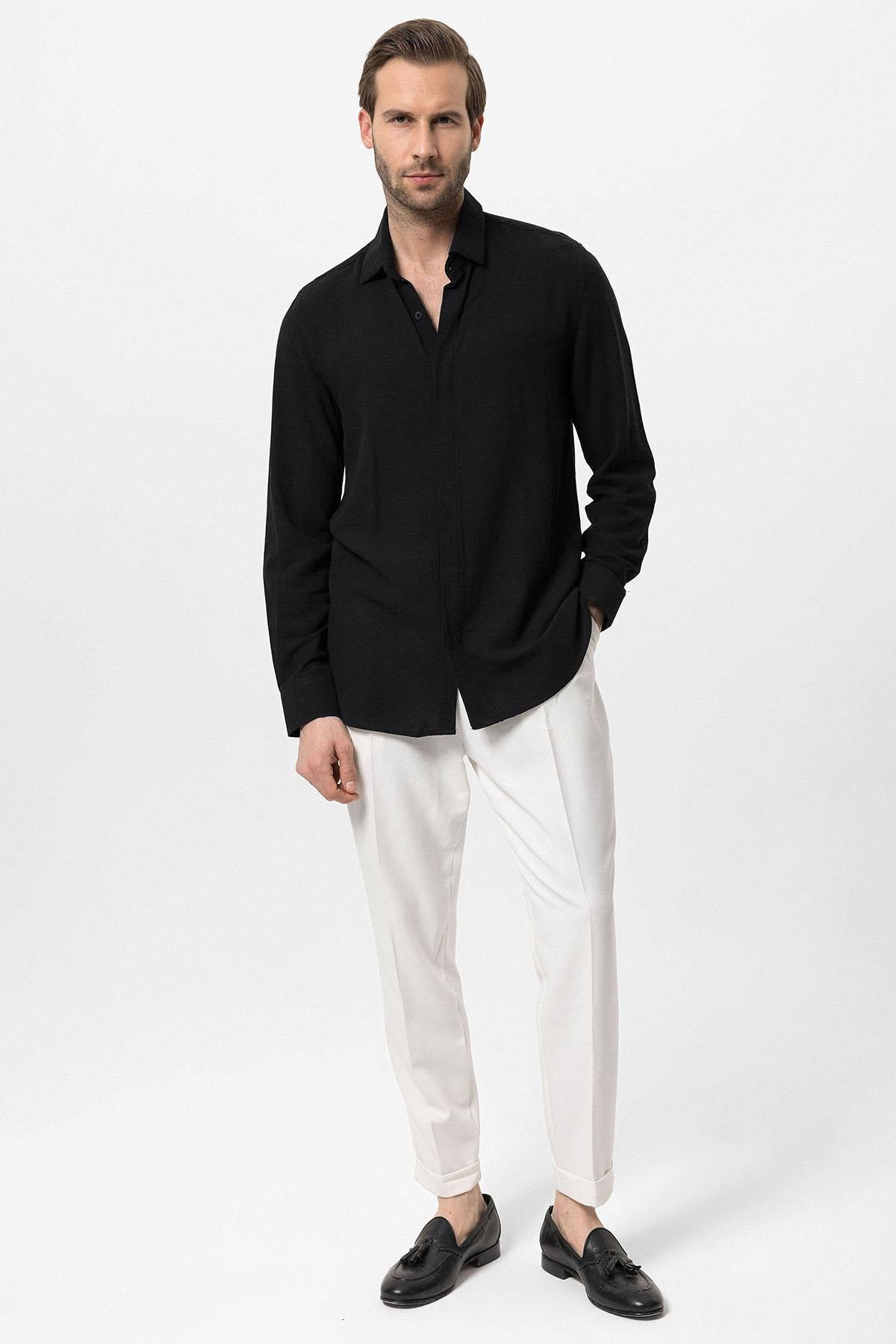 Men's Ecru Slim Fit Pants