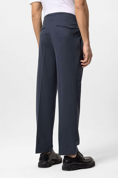 Men's Smoked High-Waisted Buckle Detail Relaxed Fit Pants