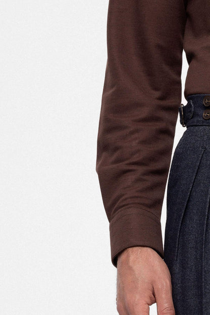 Men's Indigo Wool Look High Waist Pleated Trousers